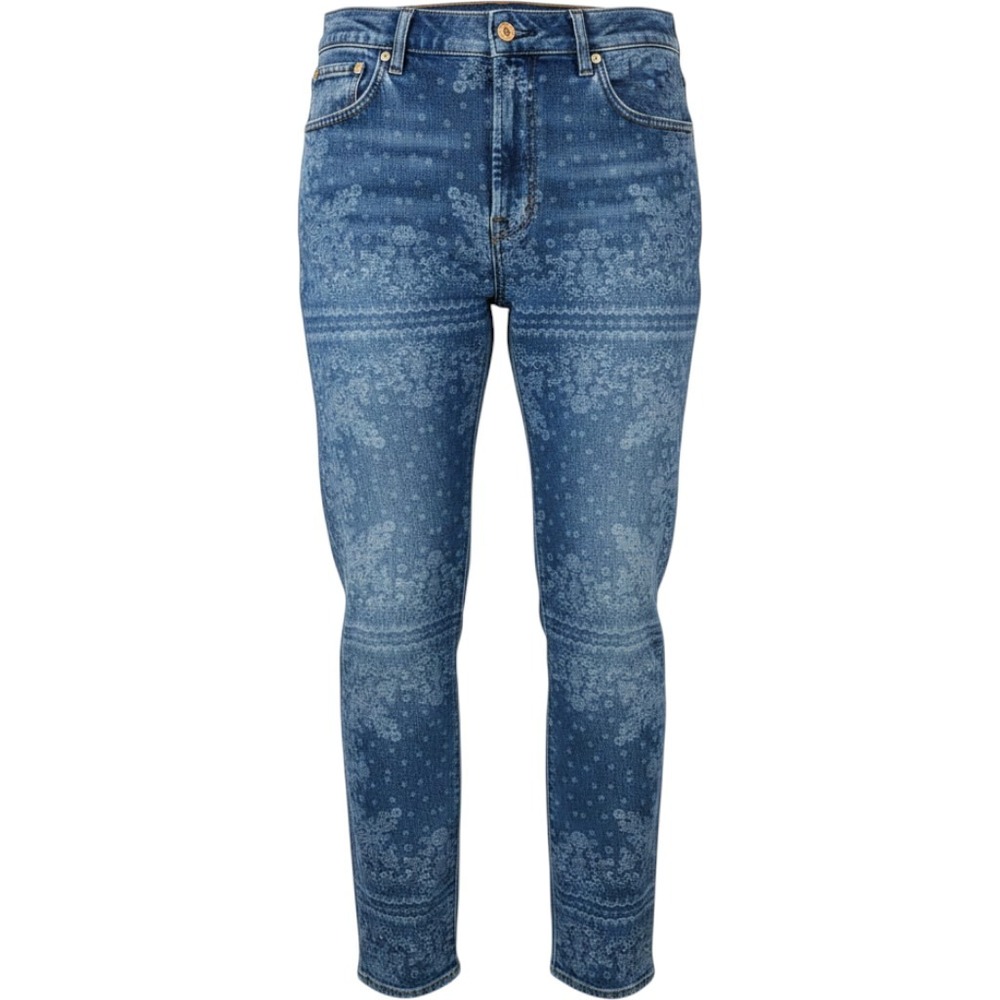 NWT Madewell The Dean Easy Straight Jeans 32 Bandana Print Blue Paisley NU270